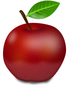 Fotorealistické červené jablko s zelená listová vektorové ilustrace